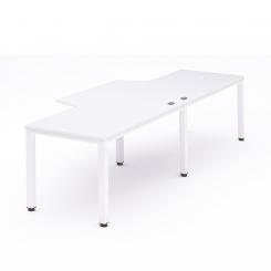 Rocada mesa de oficina doble (2 puestos) serie executive con forma de L 360x110x80 blanco / blanco