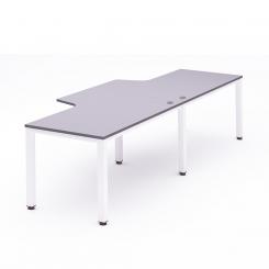 Rocada mesa de oficina doble (2 puestos) serie executive con forma de L 360x110x80 blanco / gris