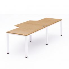 Rocada mesa de oficina doble (2 puestos) serie executive con forma de L 360x110x80 blanco / haya. DISPONIBLE EN DISTINTOS ACABADOS. CONSÚLTANOS TODAS LAS OPCIONES DISPONIBLES.
