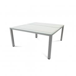Rocada mesa de oficina doble serie executive 160x163 aluminio / cristal