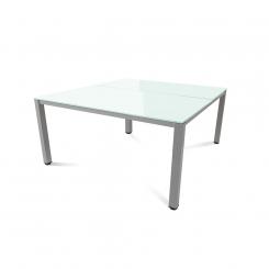 Rocada mesa de oficina doble serie executive 160x163 aluminio / cristal blanco