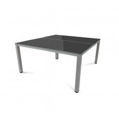 Rocada mesa de oficina doble serie executive 160x163 aluminio / cristal negro