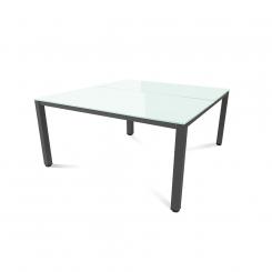Rocada mesa de oficina doble serie executive 160x163 antracita / cristal blanco