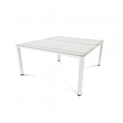 Rocada mesa de oficina doble serie executive 160x163 blanco / cristal
