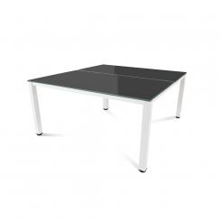 Rocada mesa de oficina doble serie executive 160x163 blanco / cristal blanco