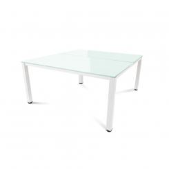 Rocada mesa de oficina doble serie executive 160x163 blanco / cristal negro
