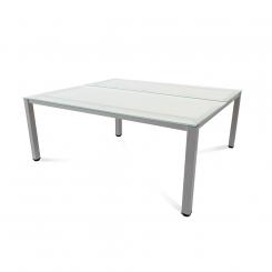 Rocada mesa de oficina doble serie executive 180x163 aluminio / cristal