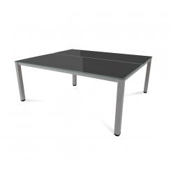 Rocada mesa de oficina doble serie executive 180x163 aluminio / cristal negro