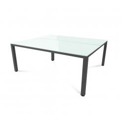 Rocada mesa de oficina doble serie executive 180x163 antracita / cristal blanco