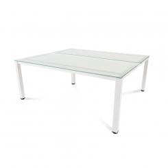 Rocada mesa de oficina doble serie executive 180x163 blanco / cristal
