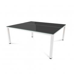 Rocada mesa de oficina doble serie executive 180x163 blanco / cristal negro