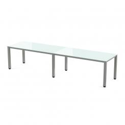 Rocada mesa de oficina doble serie executive (2  puestos) 360x80 aluminio / cristal blanco