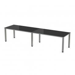 Rocada mesa de oficina doble serie executive (2  puestos) 360x80 aluminio / cristal negro