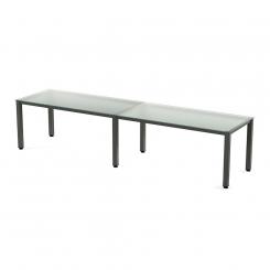Rocada mesa de oficina doble serie executive (2  puestos) 360x80 antracita / cristal