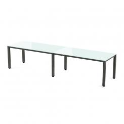 Rocada mesa de oficina doble serie executive (2  puestos) 360x80 antracita / cristal blanco