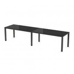 Rocada mesa de oficina doble serie executive (2  puestos) 360x80 antracita / cristal negro