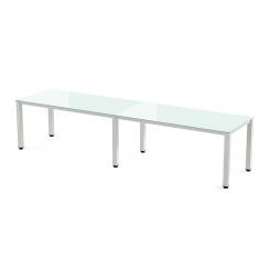 Rocada mesa de oficina doble serie executive (2  puestos) 360x80 blanco / cristal blanco