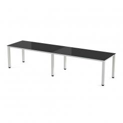 Rocada mesa de oficina doble serie executive (2  puestos) 360x80 blanco / cristal negro