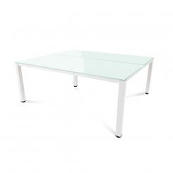 Rocada mesa de oficina doble serie executive180x163 blanco / cristal blanco