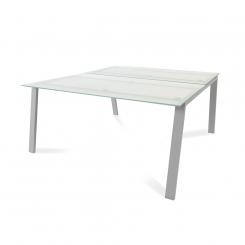 Rocada mesa de oficina serie blanca 160x163 aluminio / cristal