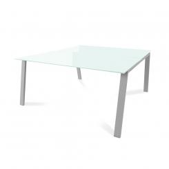 Rocada mesa de oficina serie blanca 160x163 aluminio / cristal blanco