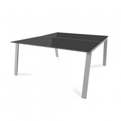 Rocada mesa de oficina serie blanca 160x163 aluminio / cristal negro