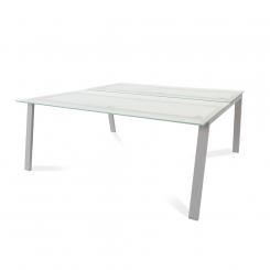 Rocada mesa de oficina serie blanca 180x163 aluminio / cristal