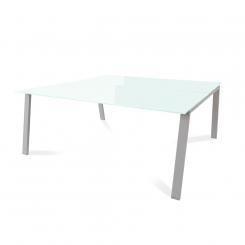 Rocada mesa de oficina serie blanca 180x163 aluminio / cristal blanco