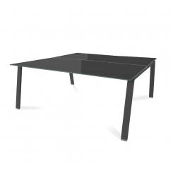 Rocada mesa de oficina serie blanca 180x163 antracita / cristal negro
