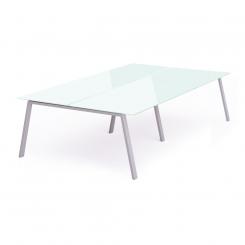 Rocada mesa de oficina serie blanca 320x163 aluminio / cristal blanco