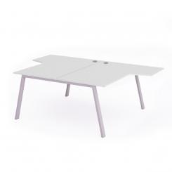 Rocada mesa de oficina serie blanca con forma de L 160x163x240 aluminio / blanco