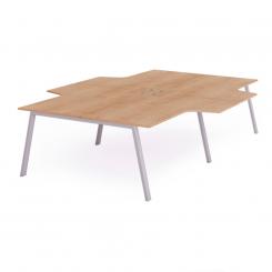 Rocada mesa de oficina serie blanca con forma de L 360x163x240 aluminio / roble