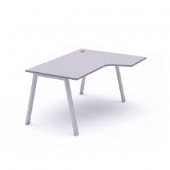 Rocada mesa de oficina serie blanca con forma de L derecha 180x120 aluminio/gris