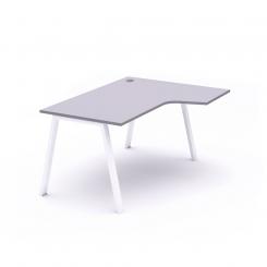 Rocada mesa de oficina serie blanca con forma de L derecha 180x120 blanco/gris