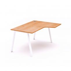 Rocada mesa de oficina serie blanca con forma de L derecha 180x120 blanco/roble