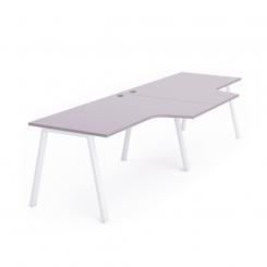 Rocada mesa de oficina serie blanca con forma de L doble 320x120x80  blanco / gris