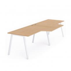 Rocada mesa de oficina serie blanca con forma de L doble 320x120x80  blanco / haya. DISPONIBLE EN DISTINTOS ACABADOS. CONSÚLTANOS TODAS LAS OPCIONES DISPONIBLES.