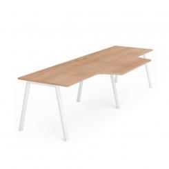 Rocada mesa de oficina serie blanca con forma de L doble 320x120x80  blanco/roble