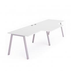 Rocada mesa de oficina serie blanca con forma de L doble 360x120x80 aluminio / blanco