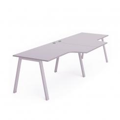 Rocada mesa de oficina serie blanca con forma de L doble 360x120x80 aluminio / gris