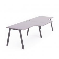 Rocada mesa de oficina serie blanca con forma de L doble 360x120x80 antracita / gris