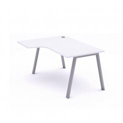Rocada mesa de oficina serie blanca con forma de L izquierda 160x120 aluminio/blanco