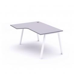 Rocada mesa de oficina serie blanca con forma de L izquierda 160x120 aluminio/haya