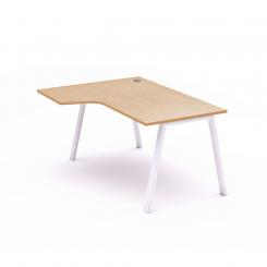 Rocada mesa de oficina serie blanca con forma de L izquierda 160x120 blanco/haya. DISPONIBLE EN DISTINTOS ACABADOS. CONSÚLTANOS TODAS LAS OPCIONES DISPONIBLES.