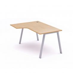 Rocada mesa de oficina serie blanca con forma de L izquierda 180x120 aluminio/haya