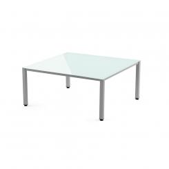 Rocada mesa de oficina serie executive 120x120 aluminio/ cristal blanco