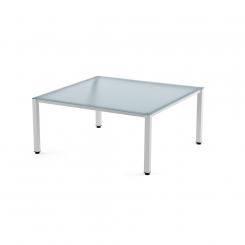Rocada mesa de oficina serie executive 120x120 blanco/ cristal