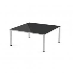 Rocada mesa de oficina serie executive 120x120 blanco/ cristal negro