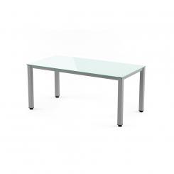Rocada mesa de oficina serie executive 120x80 aluminio/ cristal blanco