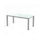 Rocada mesa de oficina serie executive 140x80 aluminio / cristal blanco